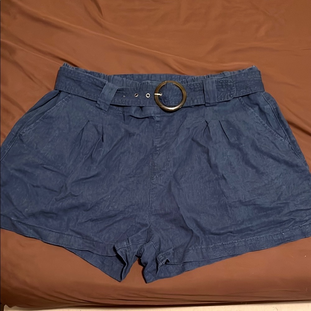 Wallflower Blue High Waist Shorts with Belt